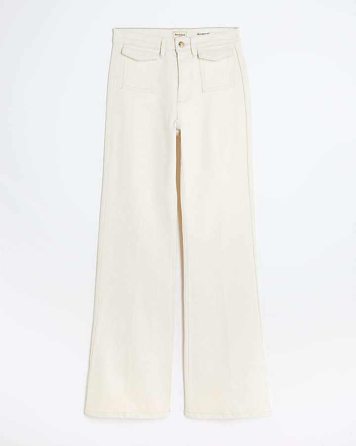 Cream High Rise Relaxed Flared Jeans