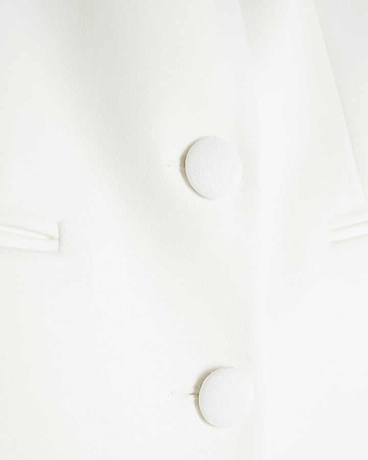 White Sweetheart Neckline Blazer