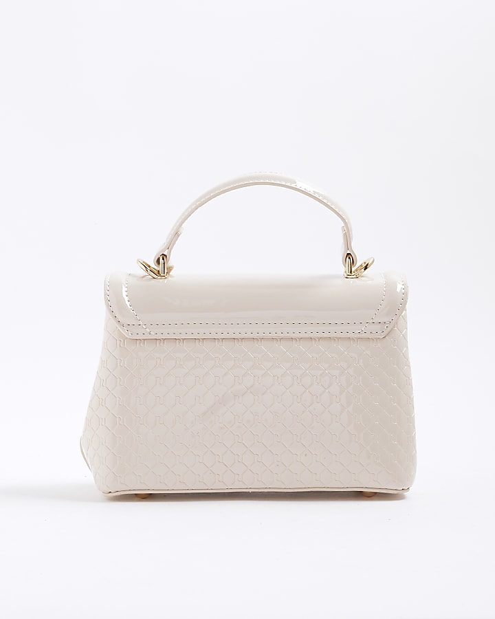 Cream Patent RI Flap Tote Bag