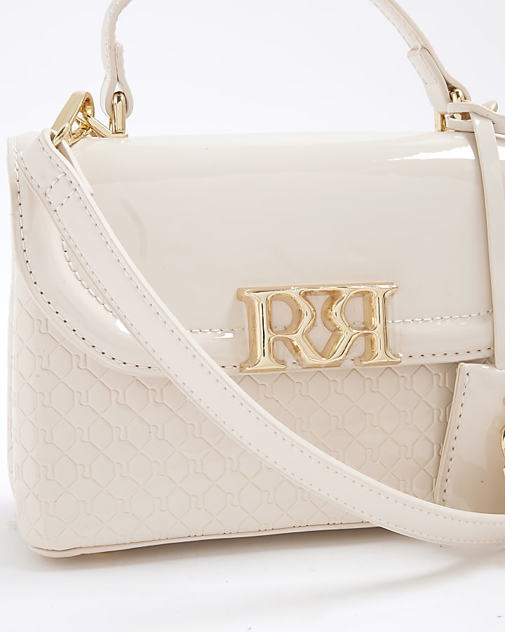 Cream Patent RI Flap Tote Bag