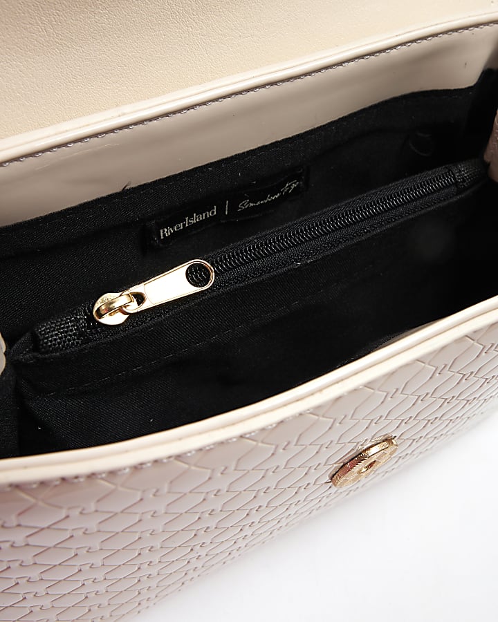 Cream Patent RI Flap Tote Bag