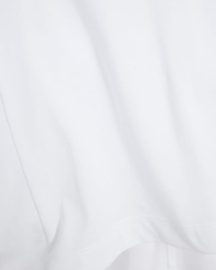 White Short Sleeve Poplin Bow Back T-shirt
