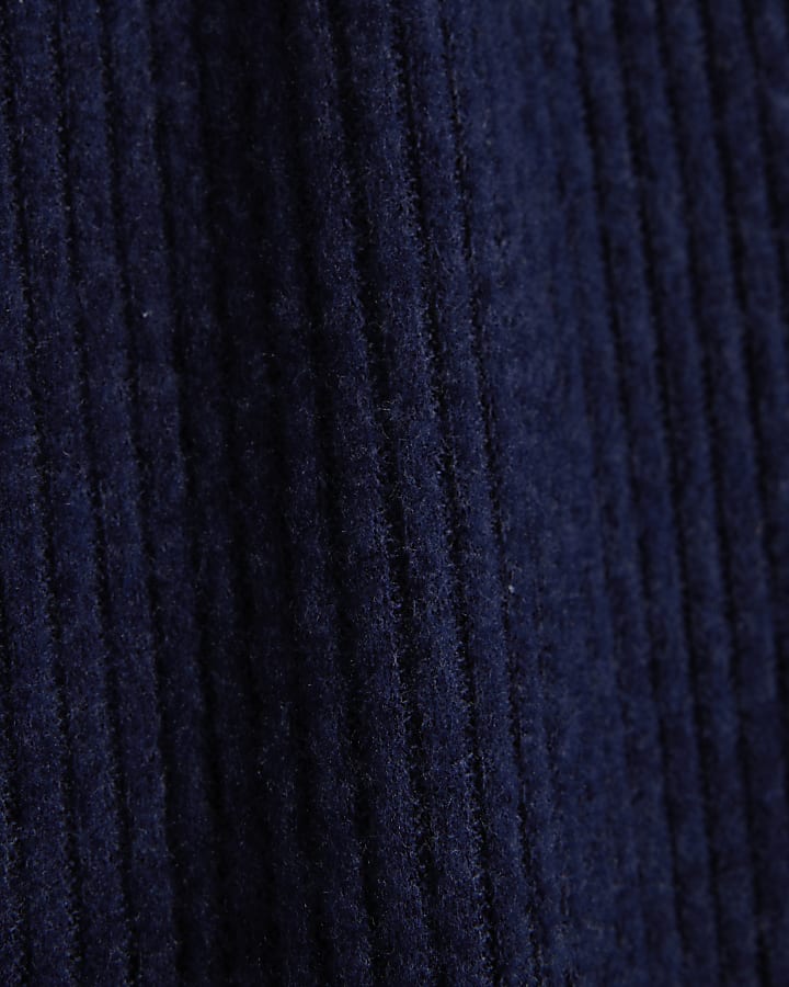 Navy Knit Flared Trousers