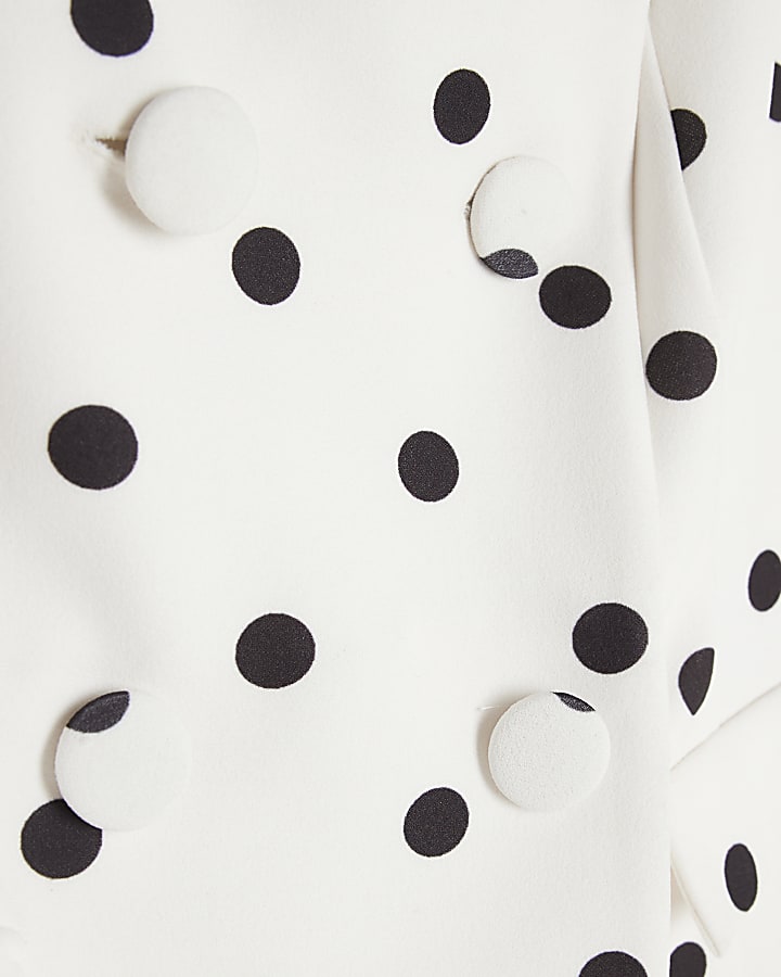 Cream Polka Dot Double Breasted Playsuit
