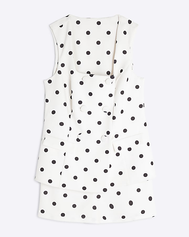 Cream Polka Dot Double Breasted Playsuit