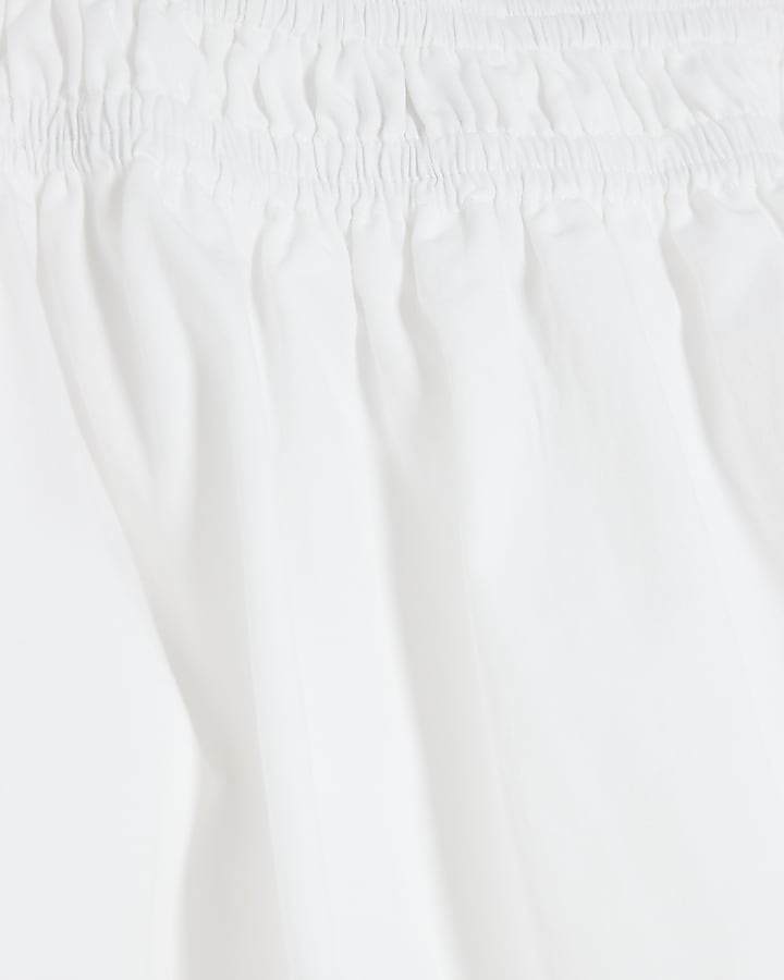 Petite White Puff Sleeve Mini Dress