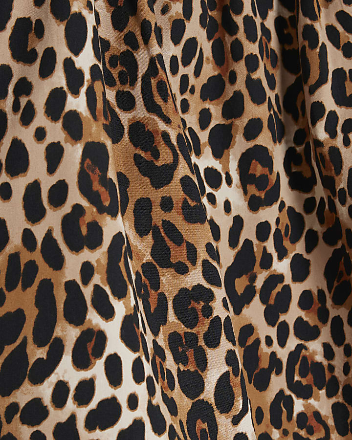 Petite Brown Leopard Print Mini Dress
