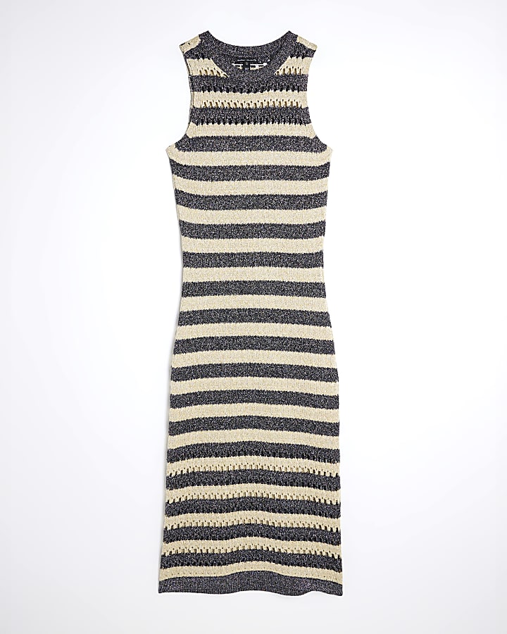 Metal Crochet Metallic Stripe Dress