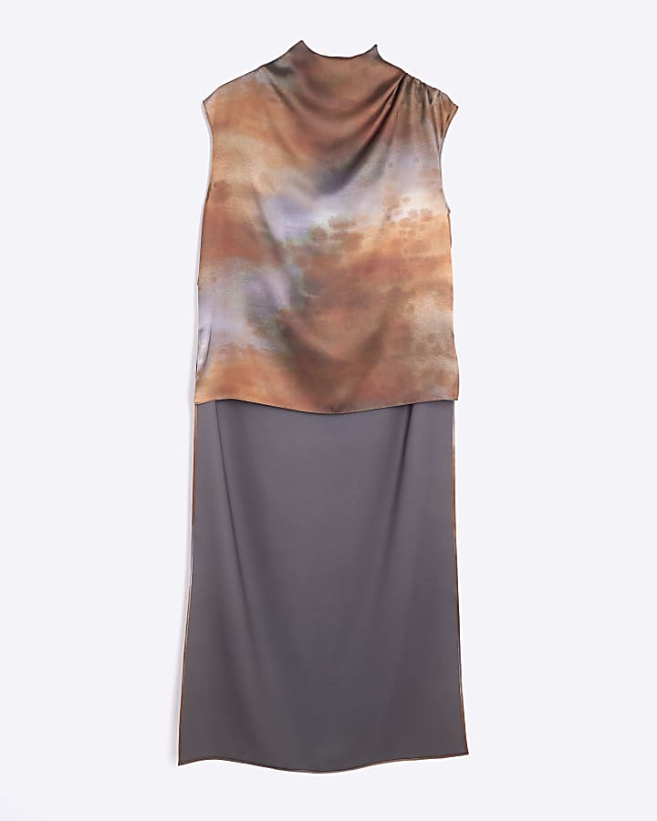 Petite RI Studio Brown High Low Tunic Top