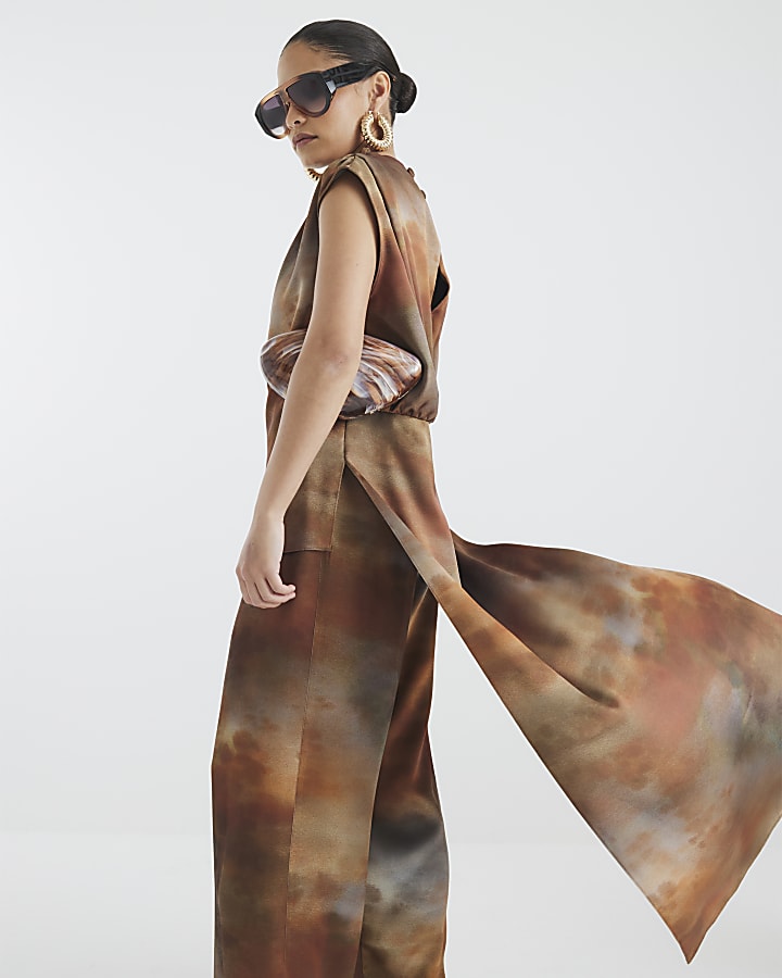 Petite RI Studio Brown High Low Tunic Top