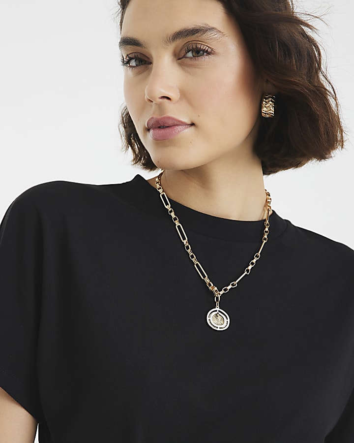 Black Short Sleeve Belted T-shirt