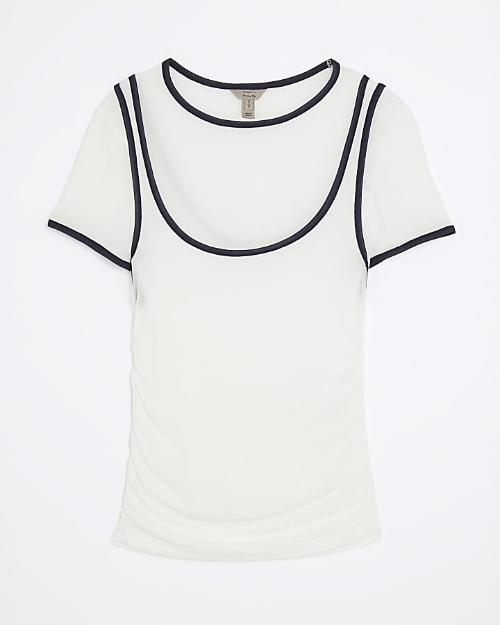White Short Sleeve Double Layered T-shirt