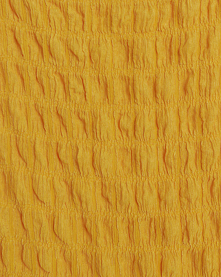 Yellow Textured Bandeau Midi Dress