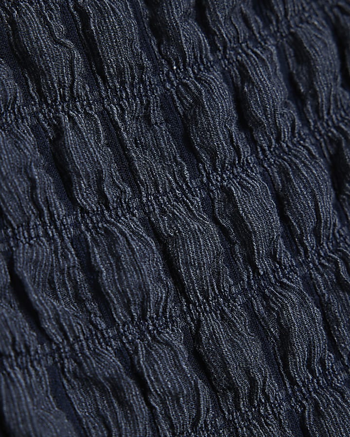 Blue Textured Bandeau Top
