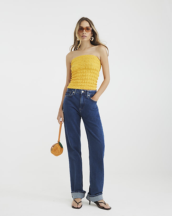 Yellow Textured Bandeau Top