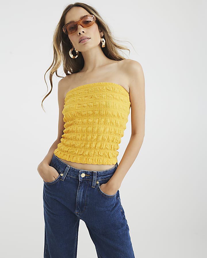 Yellow Textured Bandeau Top