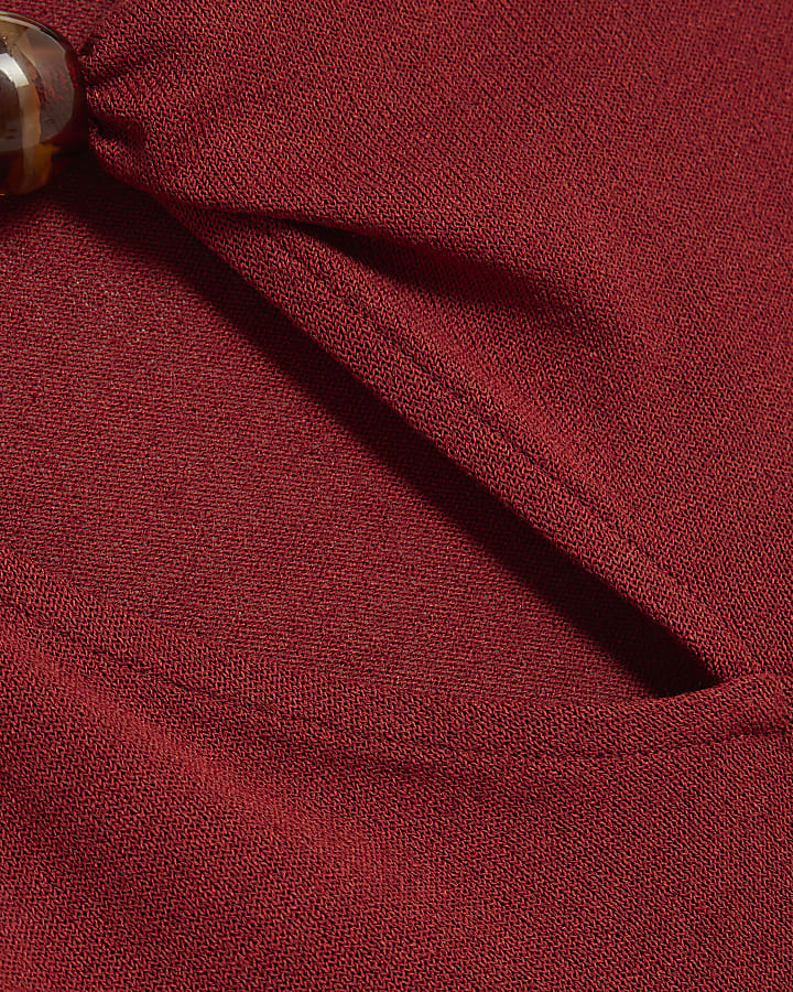 Red Short Sleeve Trim Neckline T-Shirt