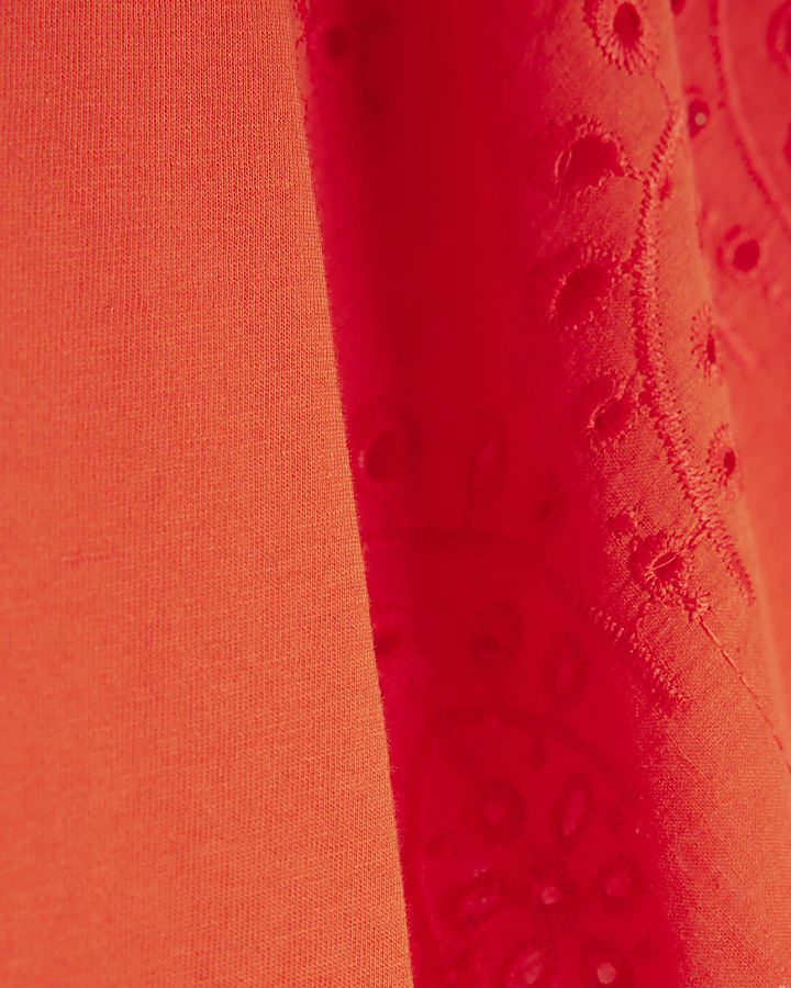 Red Short Sleeve Broderie T-shirt