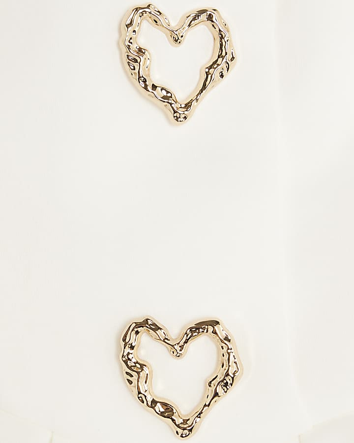 White Bandeau Button Detail Mini Dress