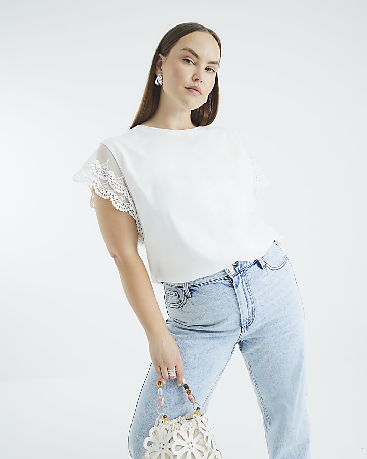 White Lace Hybrid Short Sleeve T-Shirt