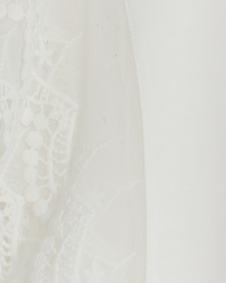 White Lace Hybrid Short Sleeve T-Shirt