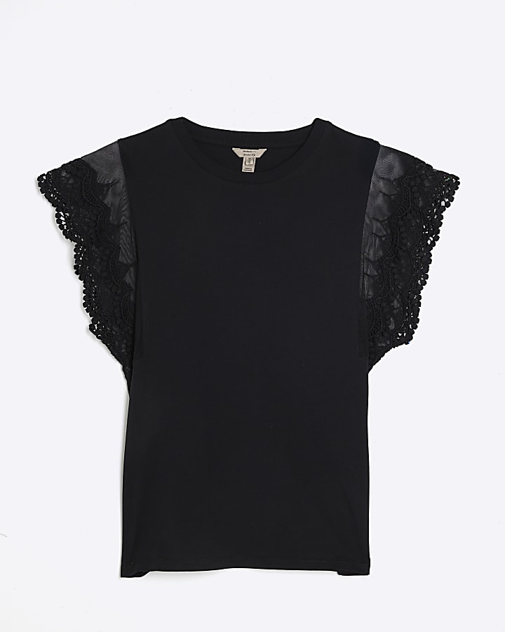 Black Lace Hybrid Short Sleeve T-shirt