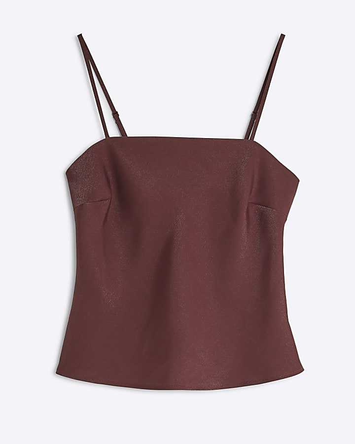 Brown Metallic Cami Top