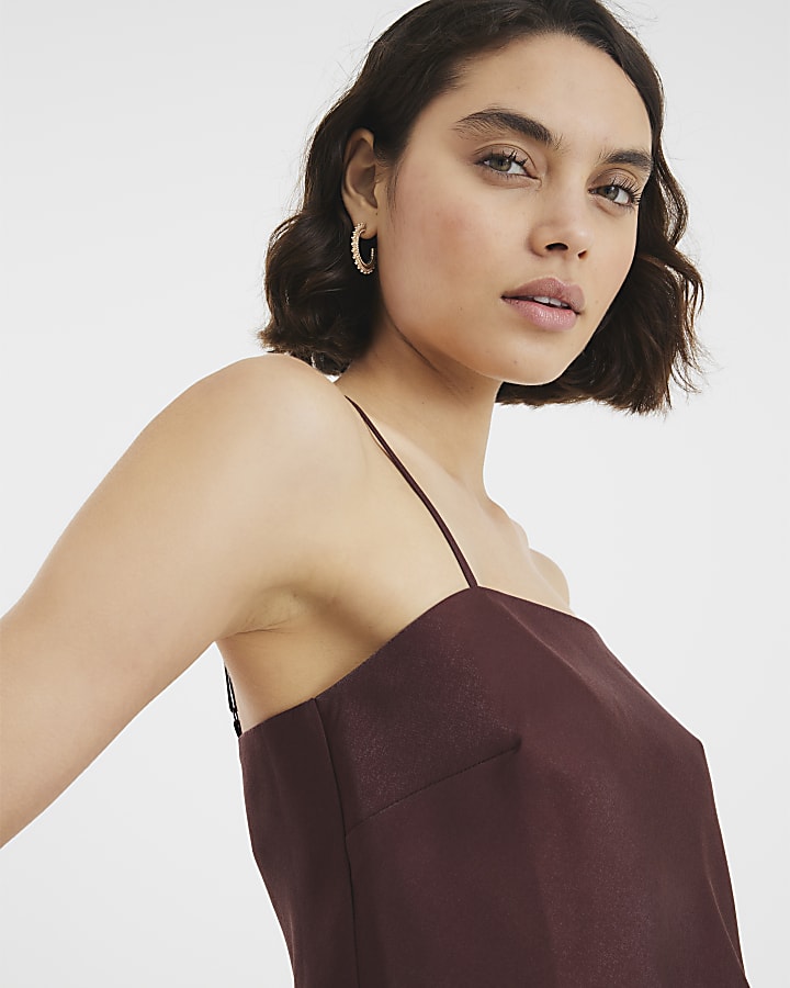 Brown Metallic Cami Top