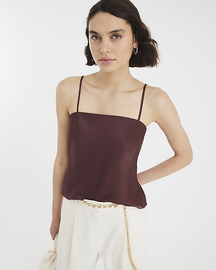 Brown Metallic Cami Top