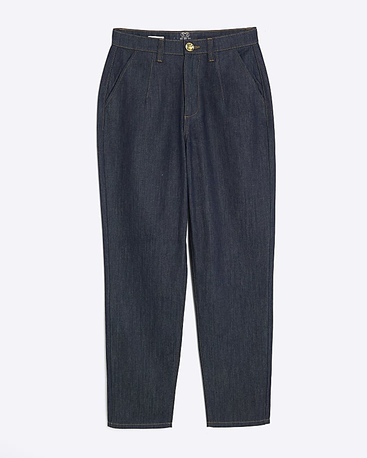 Blue High Rise Tapered Jeans