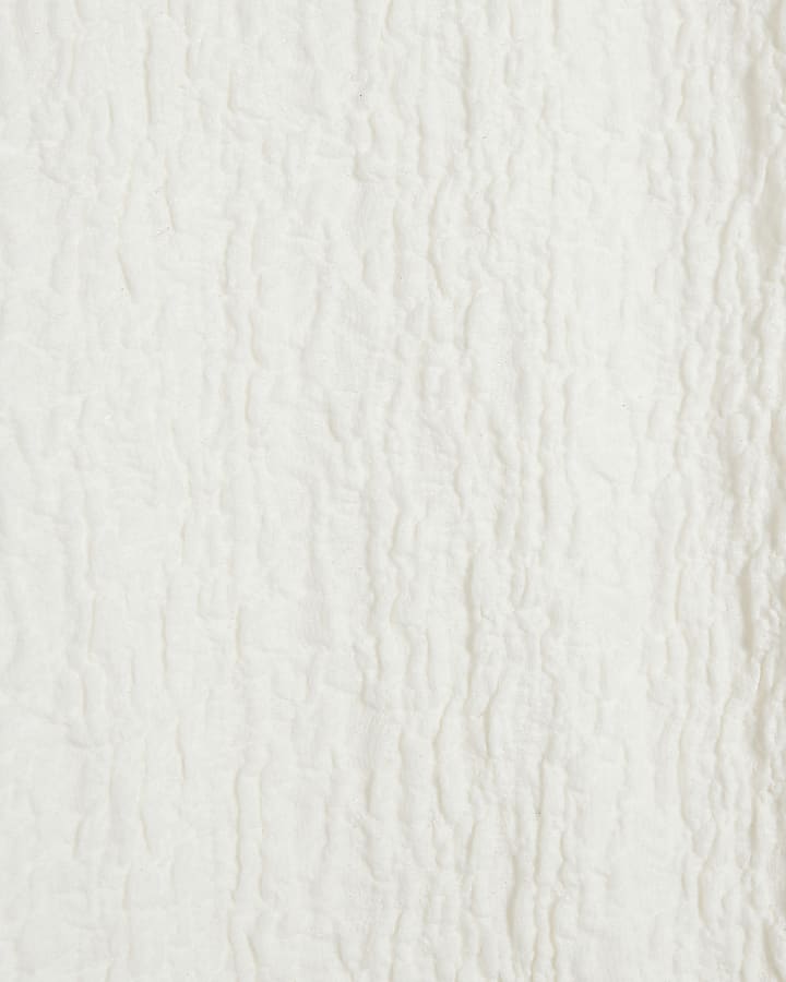 Cream Textured Wide Leg Trousers