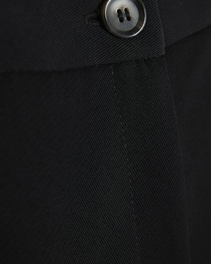 Black Straight Leg Pleated Trousers