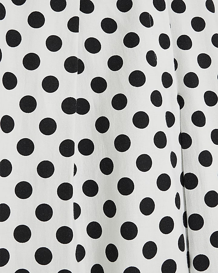 White Polka Dot Wide Leg Trousers