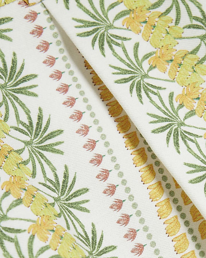 Cream Atlas Tropical Printed Shorts
