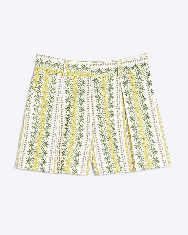 Cream Atlas Tropical Printed Shorts