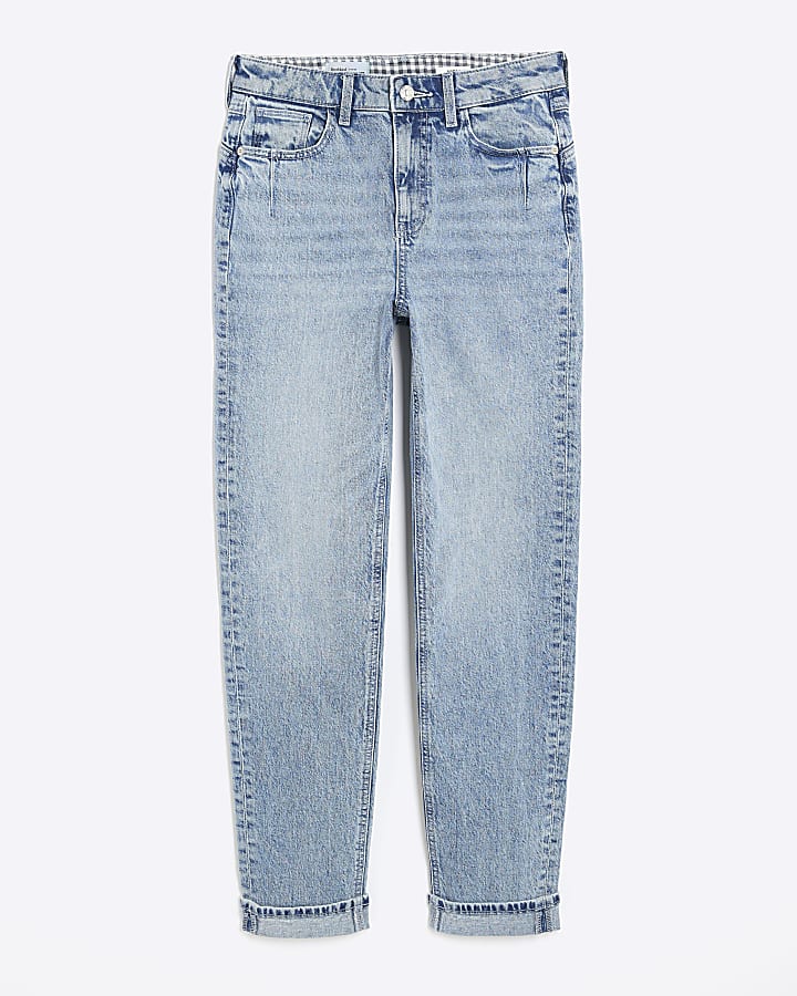 Blue Mid Rise Sculpt Mom Jeans