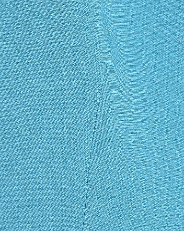 Blue High Neck Fitted Waistcoat