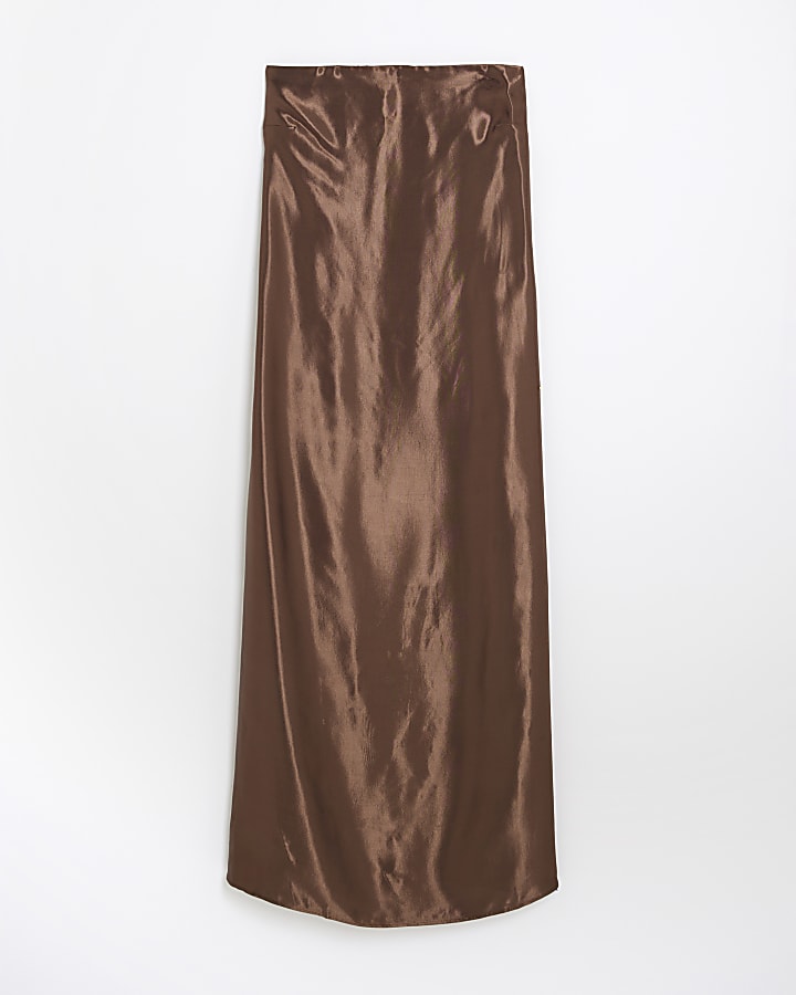 Brown Bandeau Maxi Dress