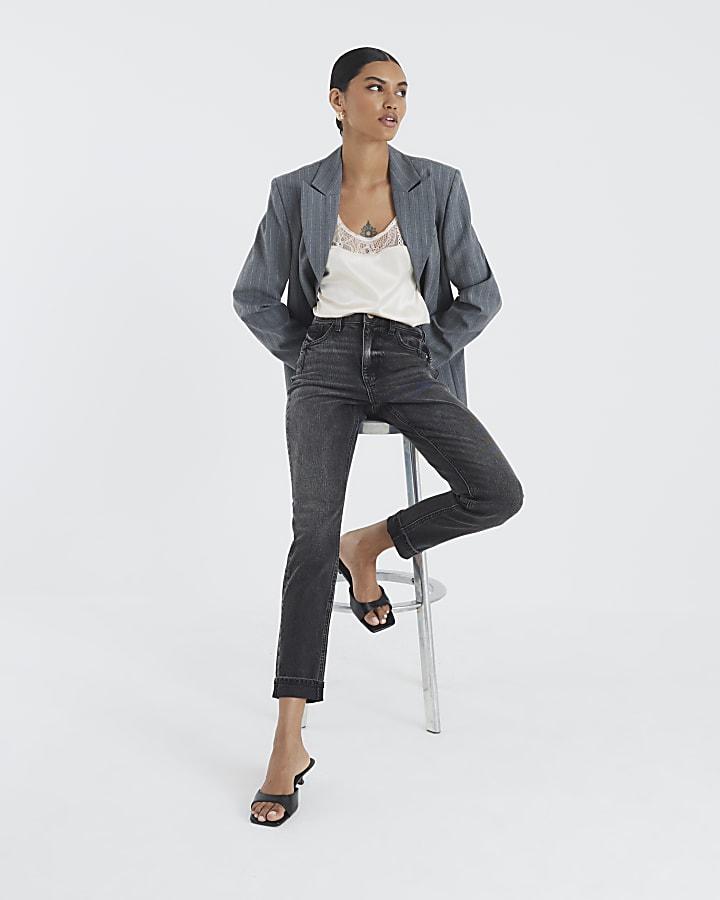 Black High Rise Mom Jeans