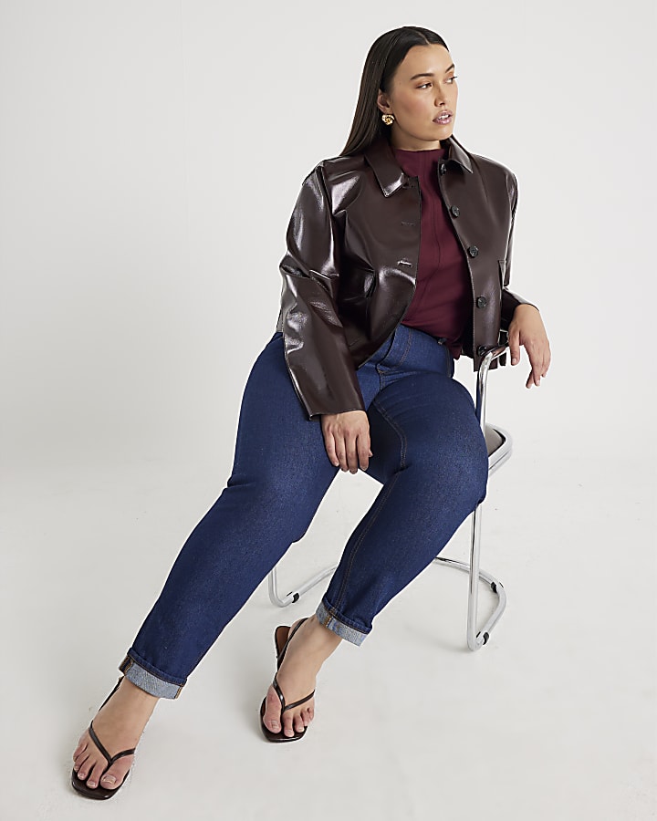 Blue High Rise Mom Jeans