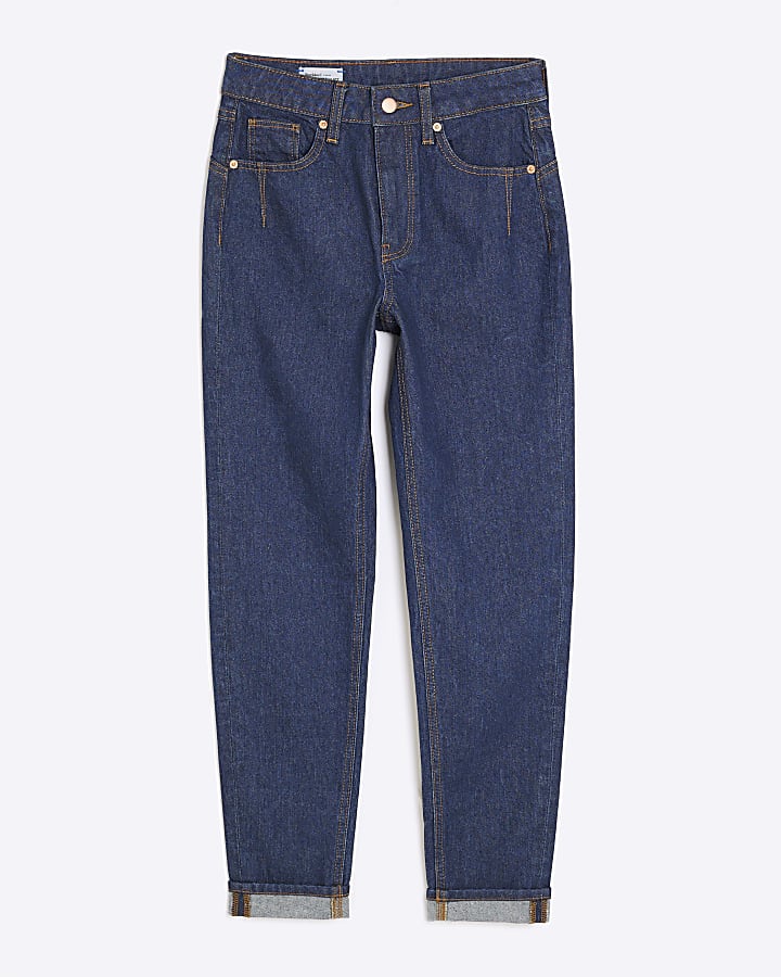 Blue High Rise Mom Jeans