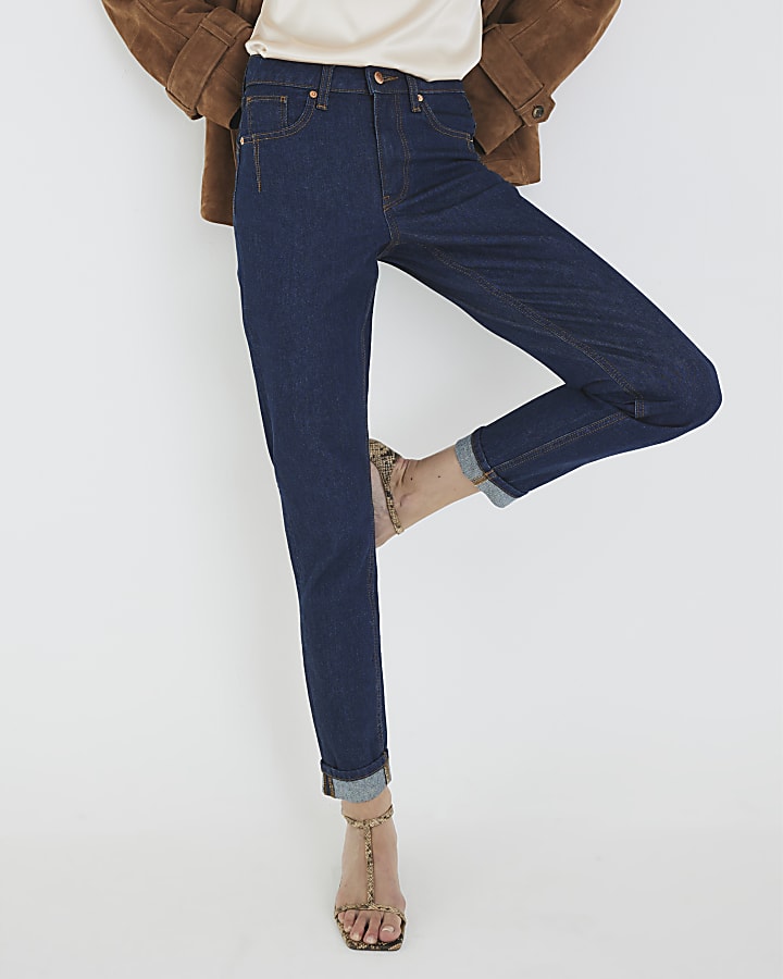 Blue High Rise Mom Jeans