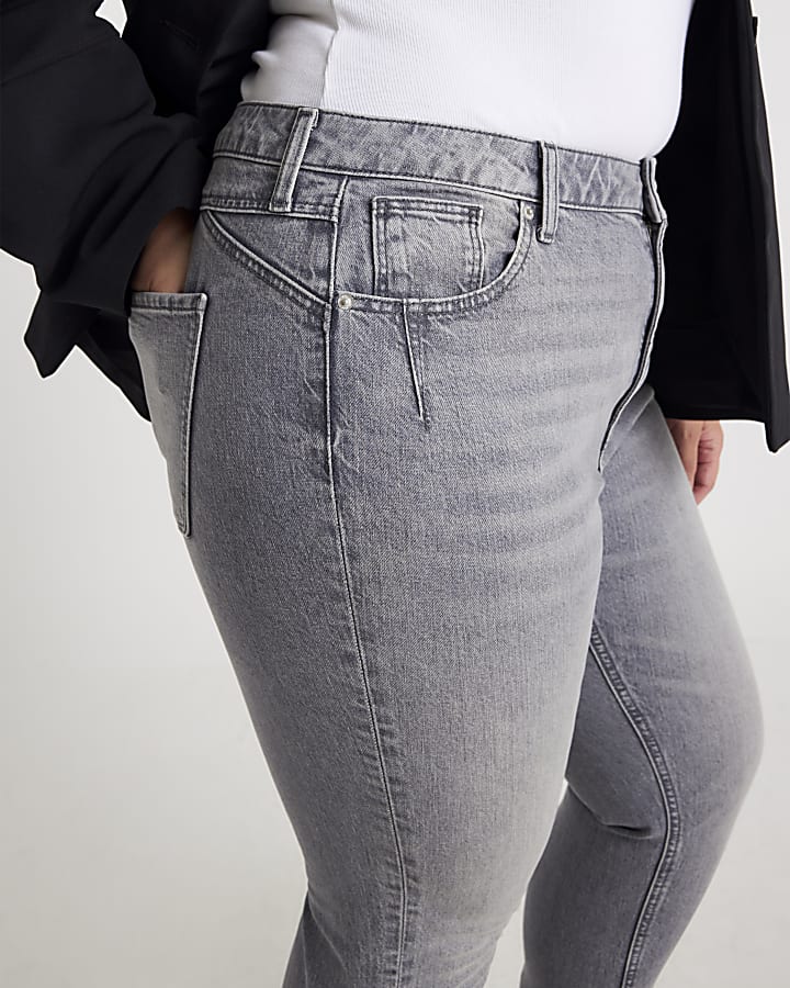 Grey High Rise Mom Jeans