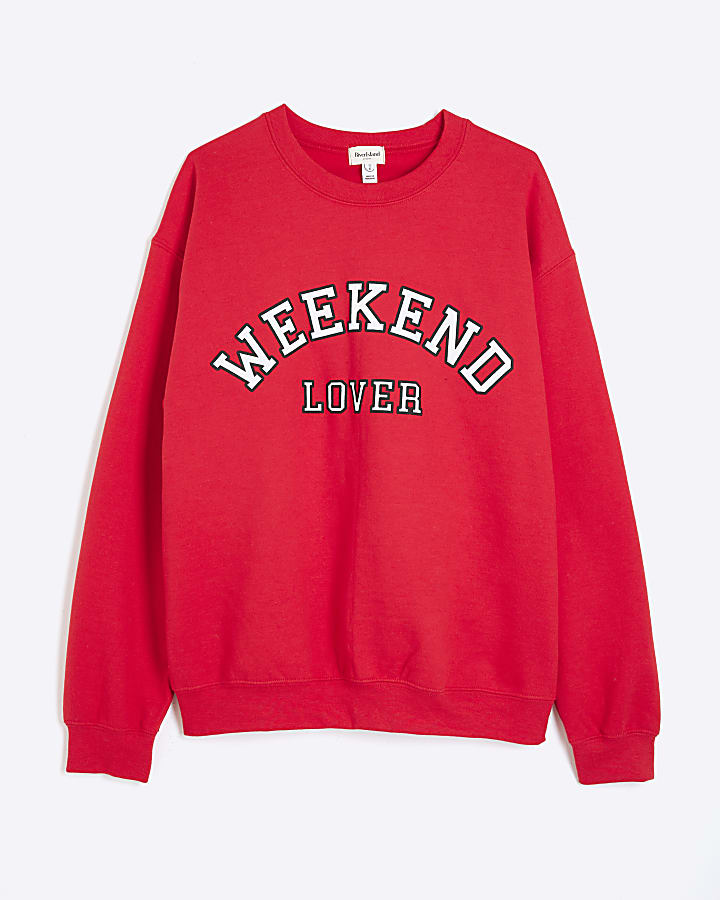 Red Long Sleeve Weekend Sweatshirt