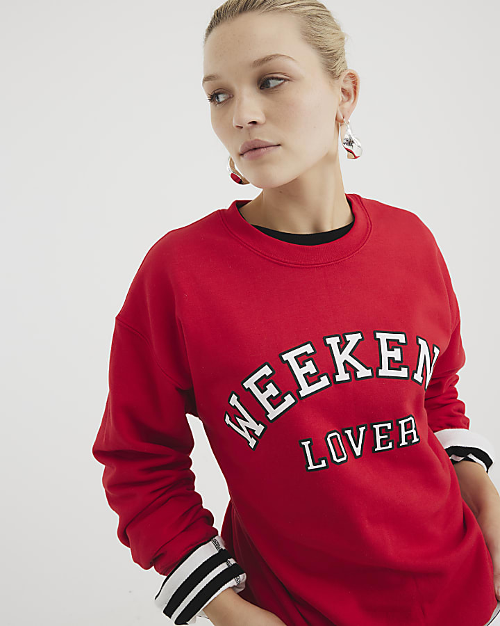 Red Long Sleeve Weekend Sweatshirt