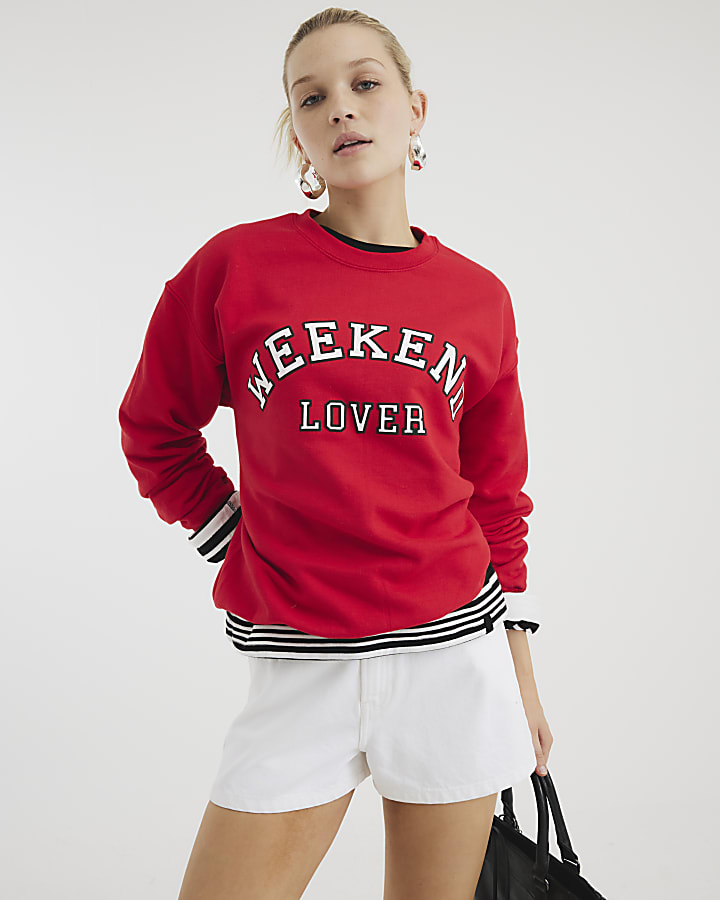 Red Long Sleeve Weekend Sweatshirt