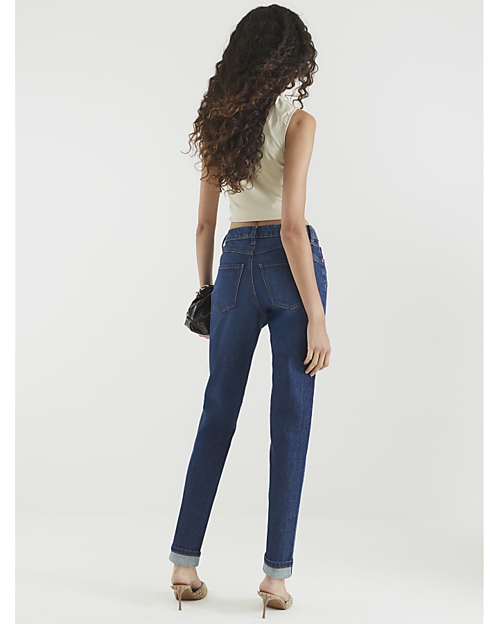Blue High Rise Mom Jeans