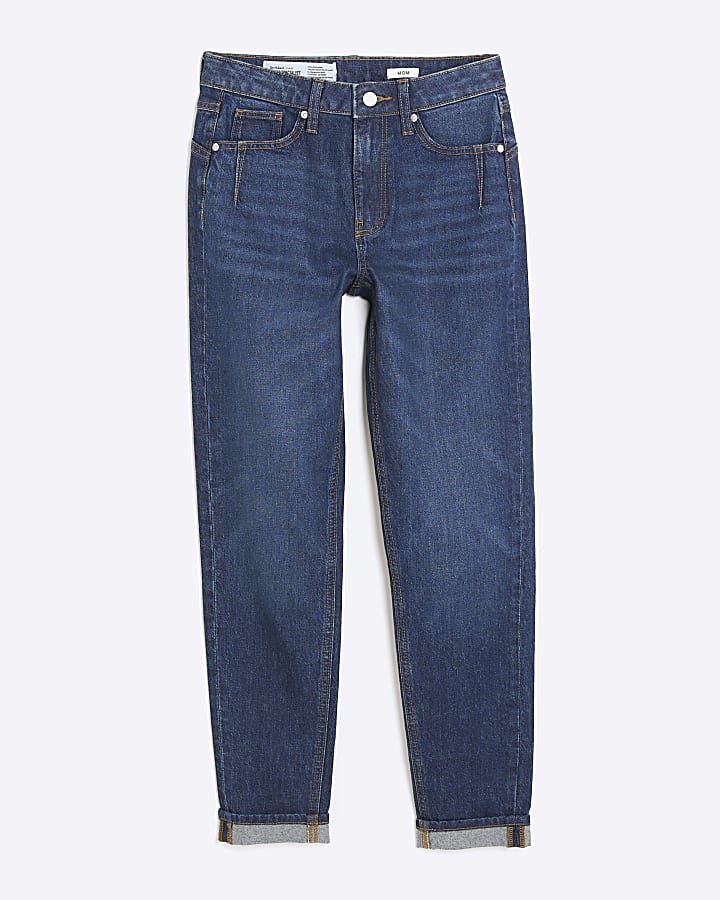 Blue High Rise Mom Jeans