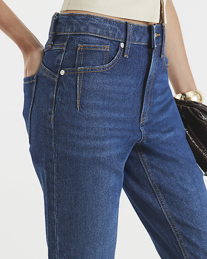 Blue High Rise Mom Jeans
