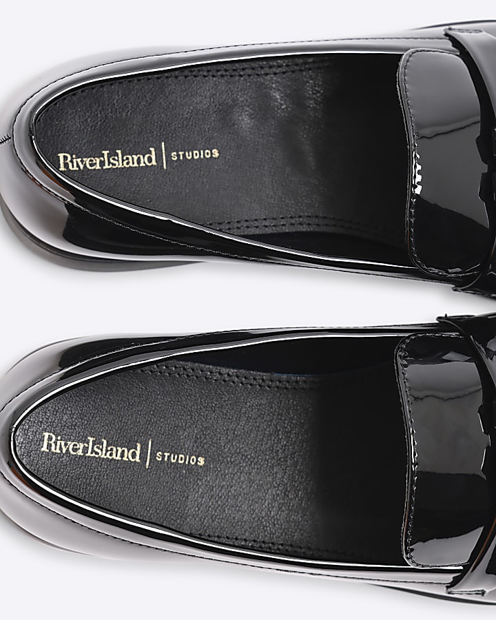 Black Gum Sole Patent Tassle Loafers